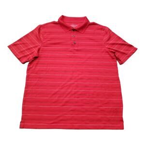 Croft & Barrow Red Striped Collared Cool & Dry Polo Short Sleeved Shirt